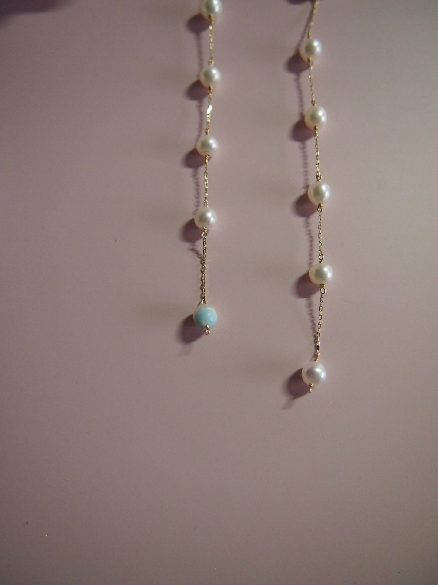 Something BLUE_ Station long earrings _Baby Pearl_WHT / Happy Blue K10 ピアス/イヤリング