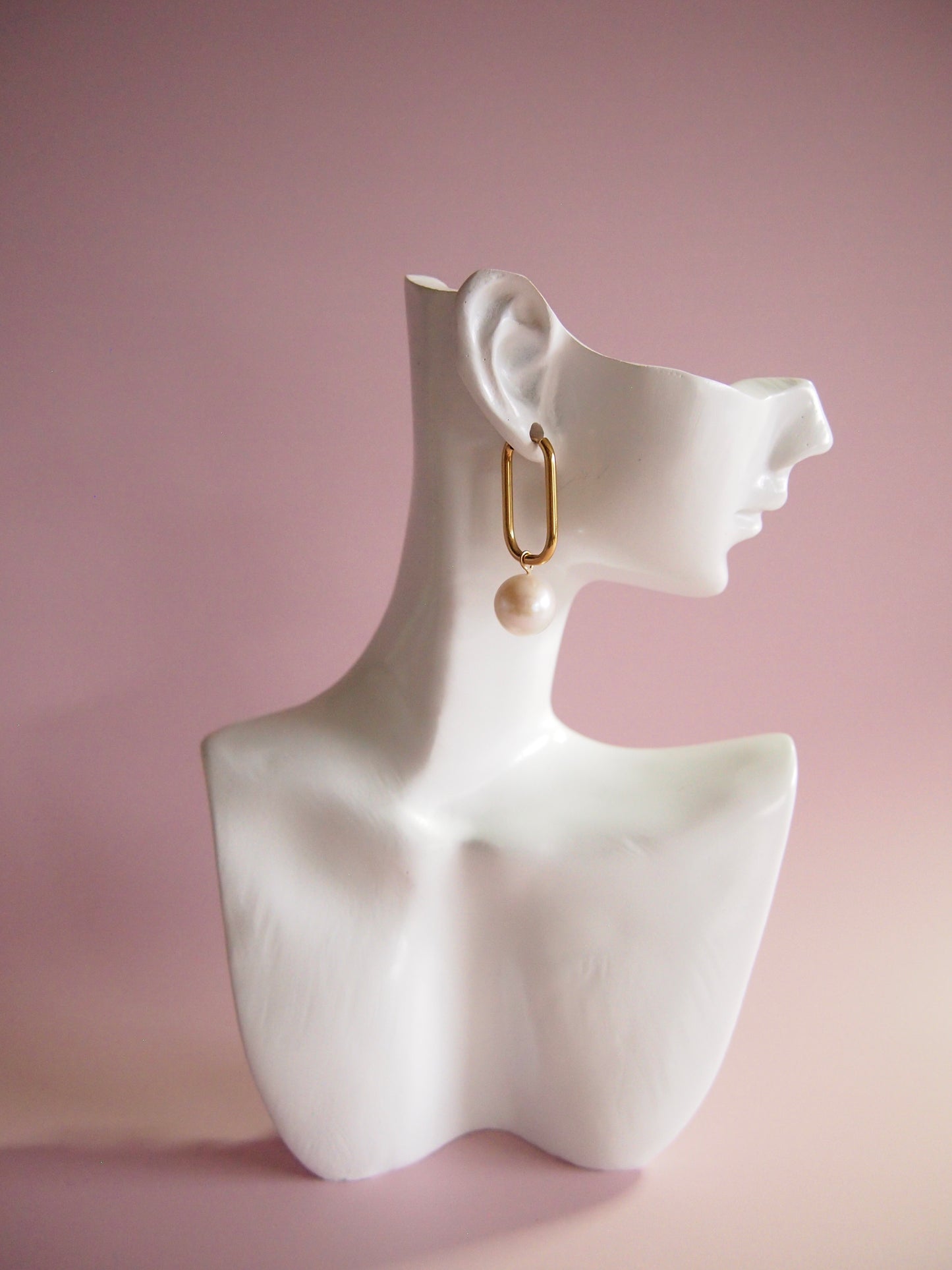 Something BLUE_ Square Hoop Earrings_ Extra Large Pearl_WHT / Happy Blue