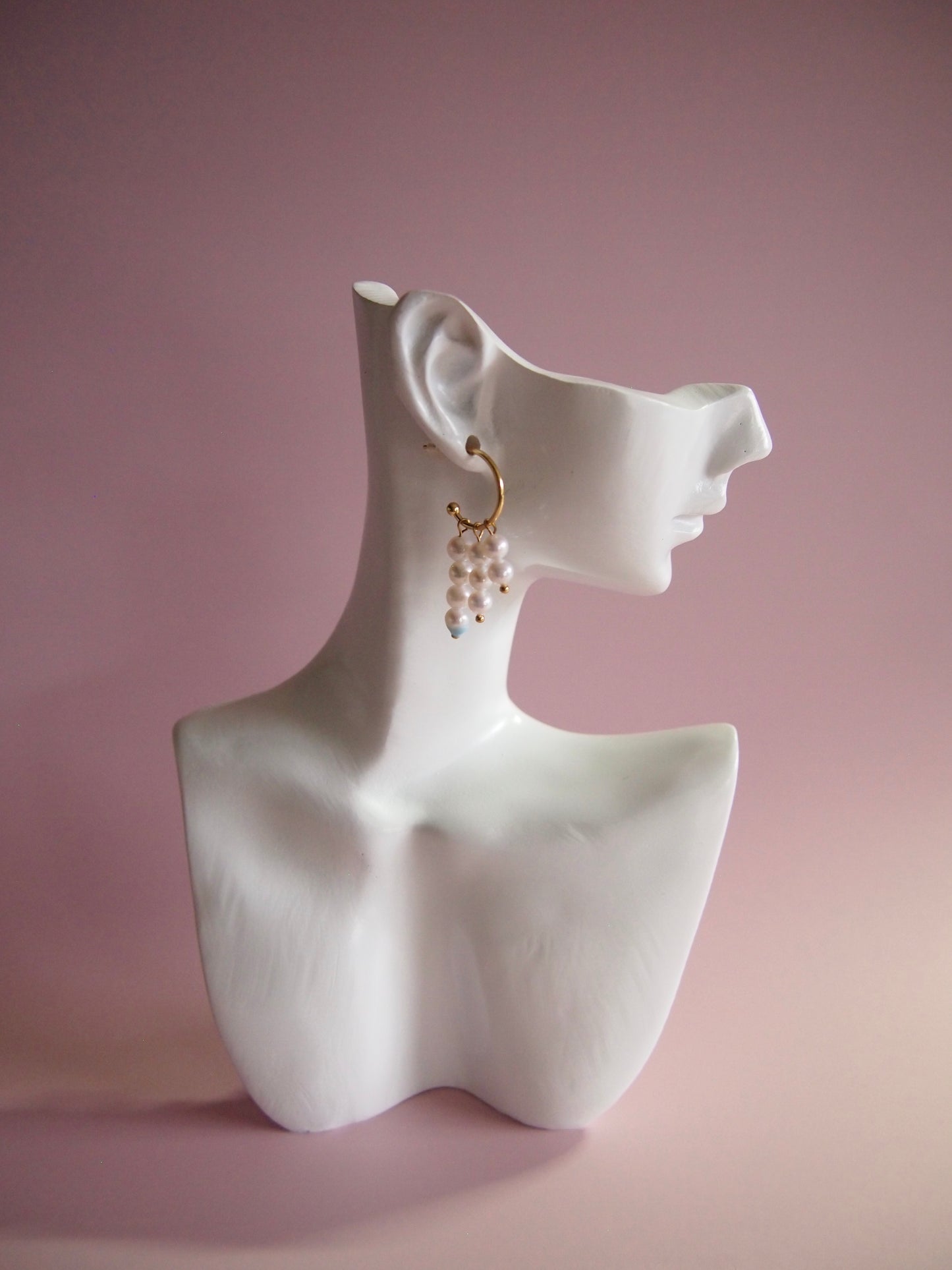 Something BLUE_Pearl Fringe Hoop Earrings_ WHT / Happy Blue