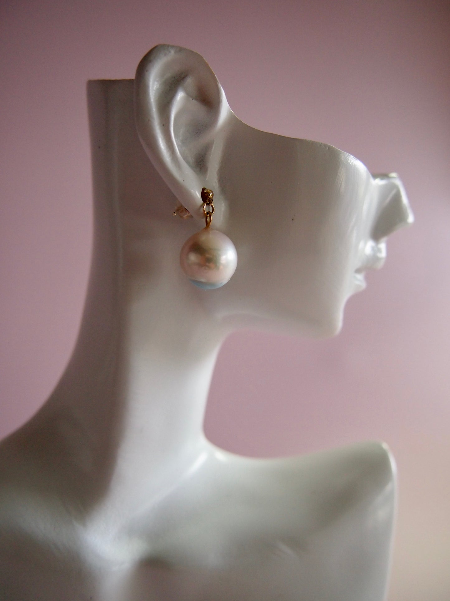 Something BLUE_ earrings _ Extra large Pearl_WHT / Happy Blue K10 ピアス/イヤリング