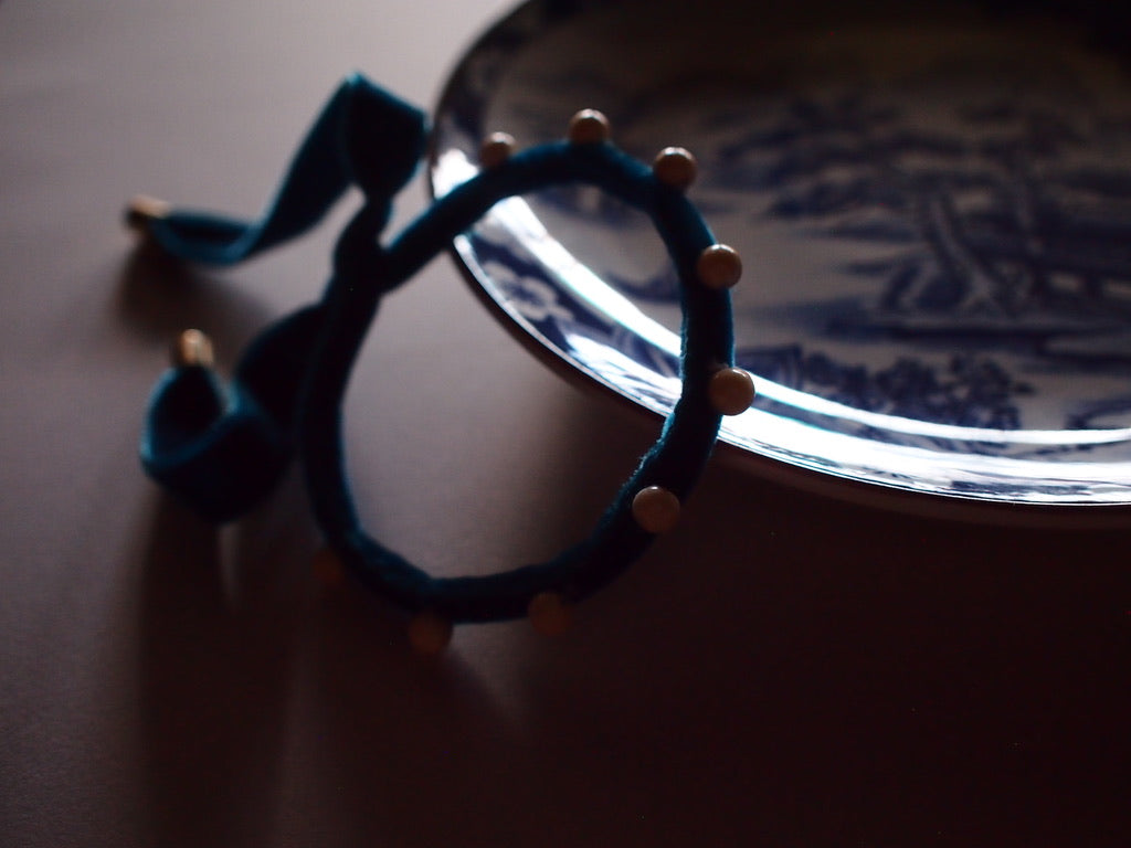 &RINA dots stone Ribbon Bracelet_Blue