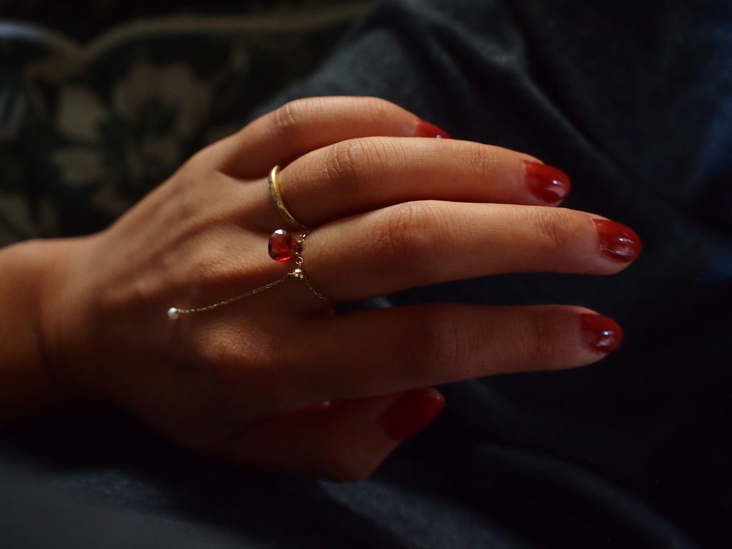 10K DROP CHAIN RING / Garnet