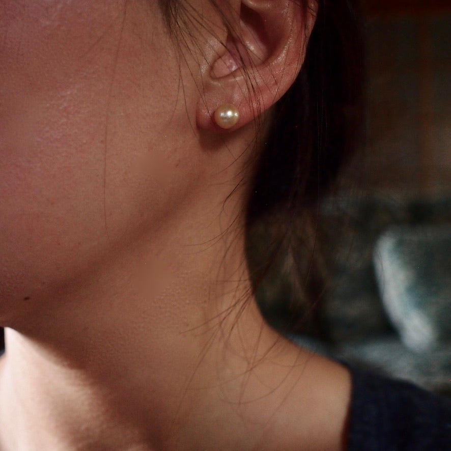 10K SIMPLE PEARL PIERCE_Yellow_Rice