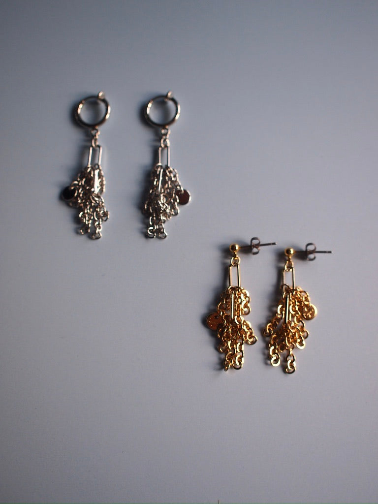 Daily Luxe_CHUNKY chain fringe_Goldピアス・イヤリング