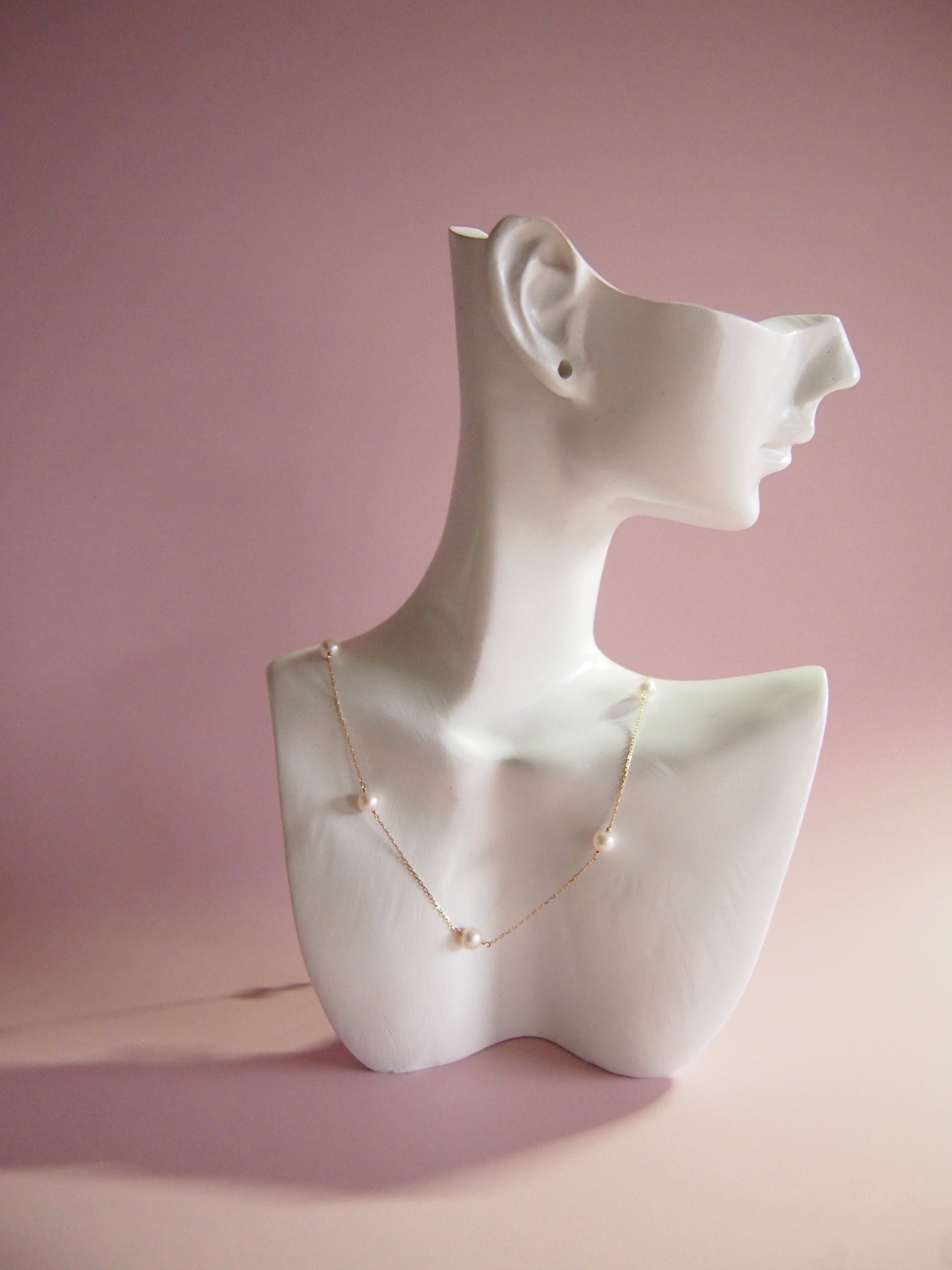 Something BLUE_ Station Necklace Baby Pearl_WHT K10
