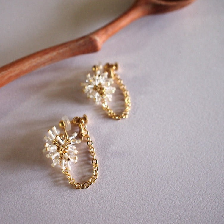 PEBBLY GARDEN CHAIN PIERCE/ EARRING_WHT