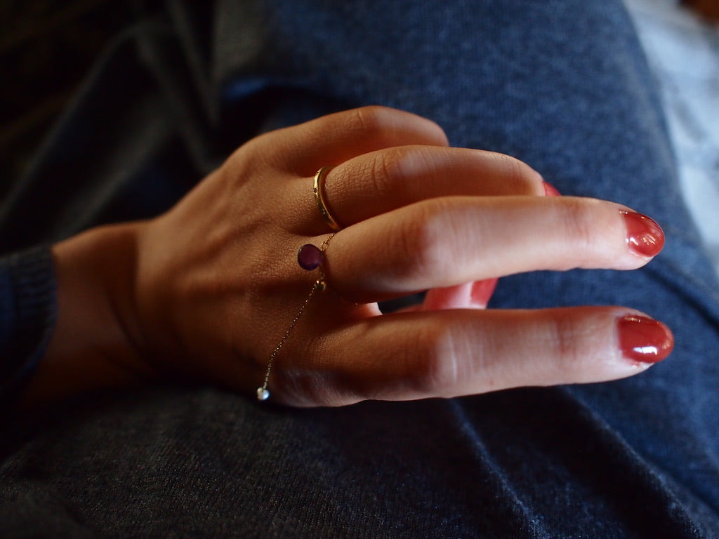 10K DROP CHAIN RING / AMETHYST cut