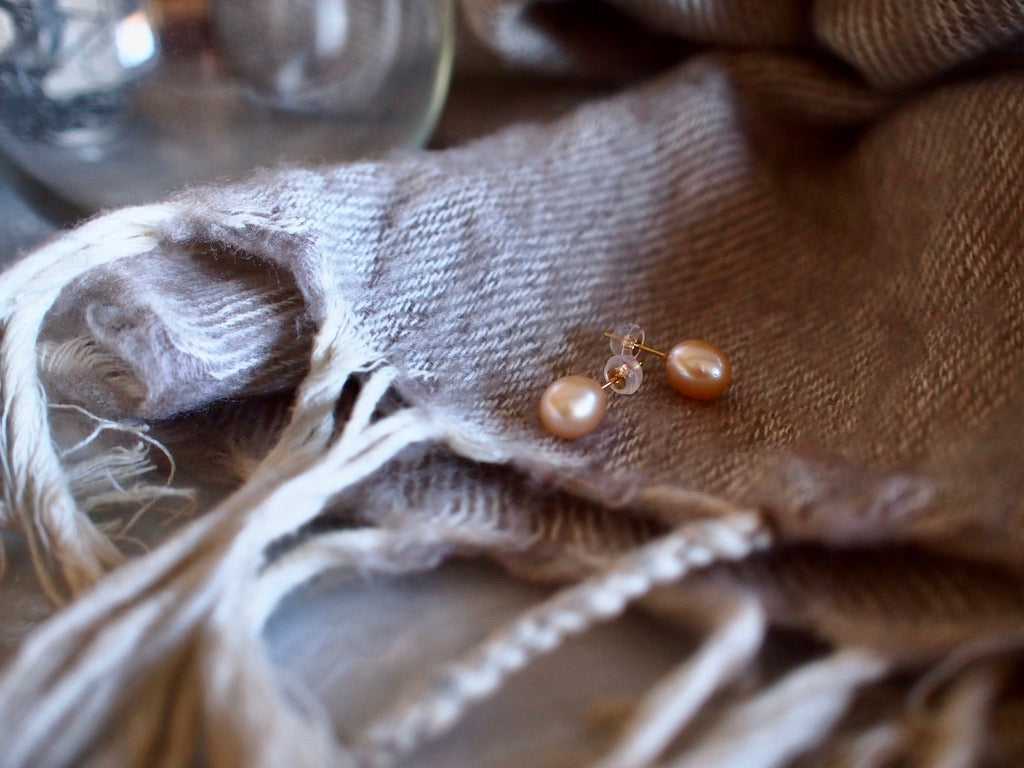 10K SIMPLE PEARL PIERCE_Yellow_Rice