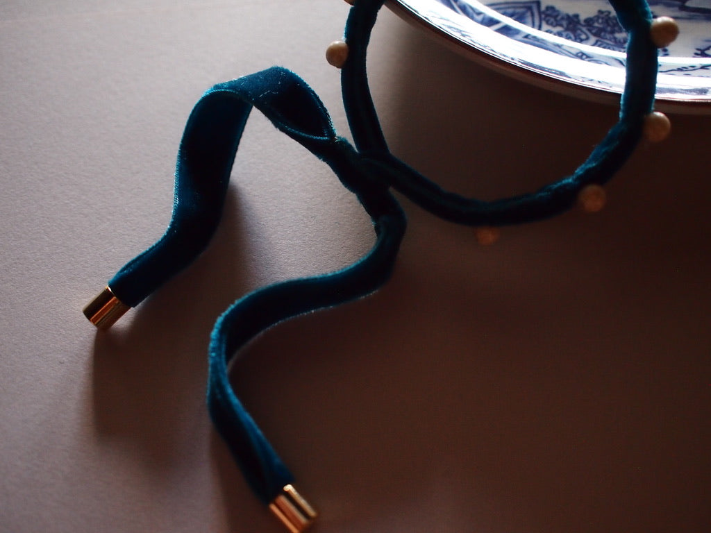 &RINA dots stone Ribbon Bracelet_Blue