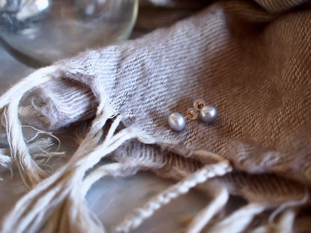 10K SIMPLE PEARL PIERCE_Silver_Round