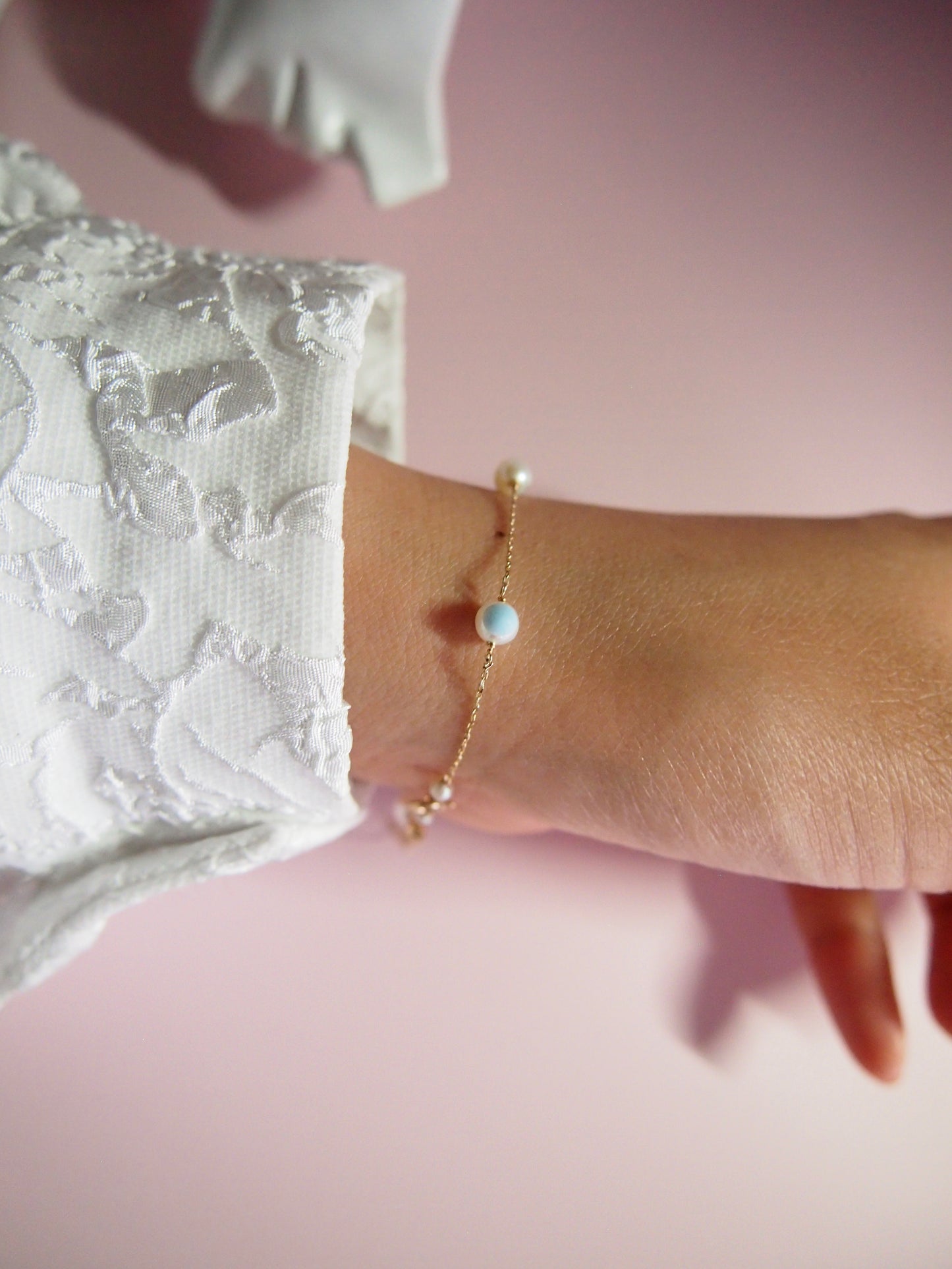 Something BLUE_ Station Bracelet Baby Pearl_WHT / Happy Blue K10