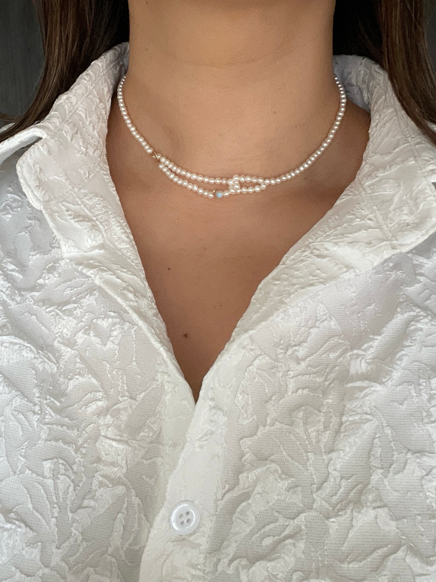 Something BLUE_Infinitive 2WAY Pearl Necklace_S_WHT / Happy Blue K10