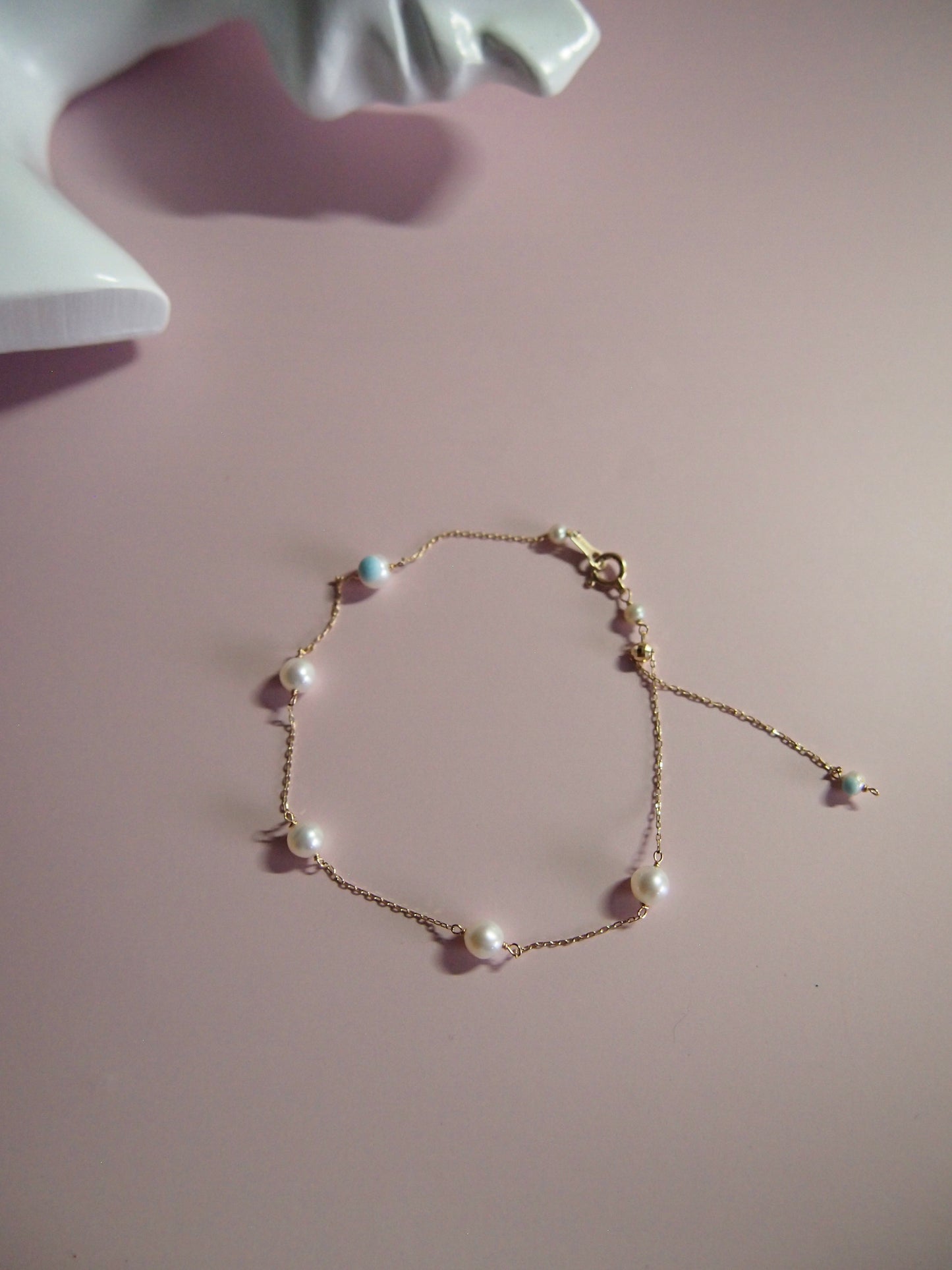 Something BLUE_ Station Bracelet Baby Pearl_WHT / Happy Blue K10