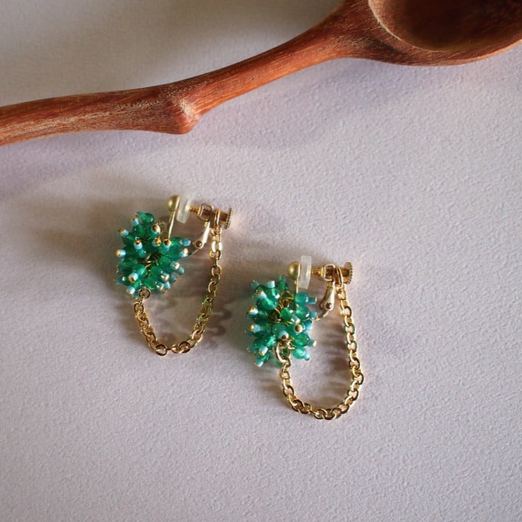 PEBBLY GARDEN CHAIN PIERCE/EARRING_Green