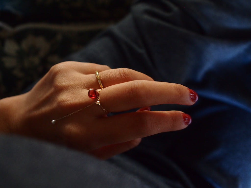 10K DROP CHAIN RING / Garnet
