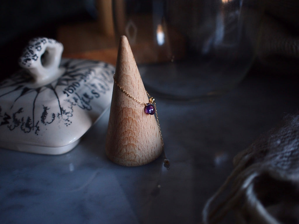 10K DROP CHAIN RING / AMETHYST cut