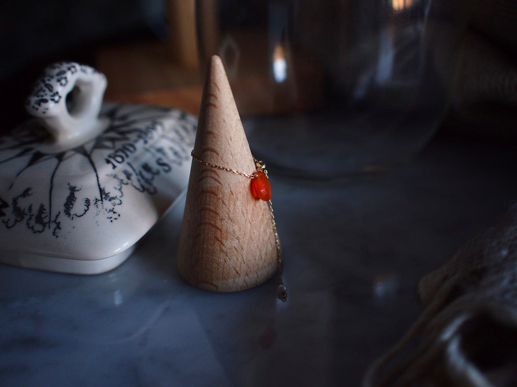 10K DROP CHAIN RING / Carnelian