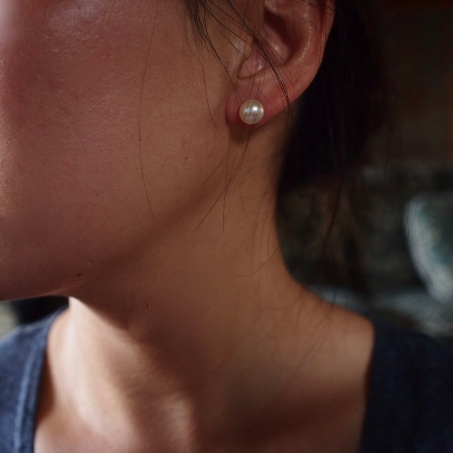 10K SIMPLE PEARL PIERCE_Yellow_Round