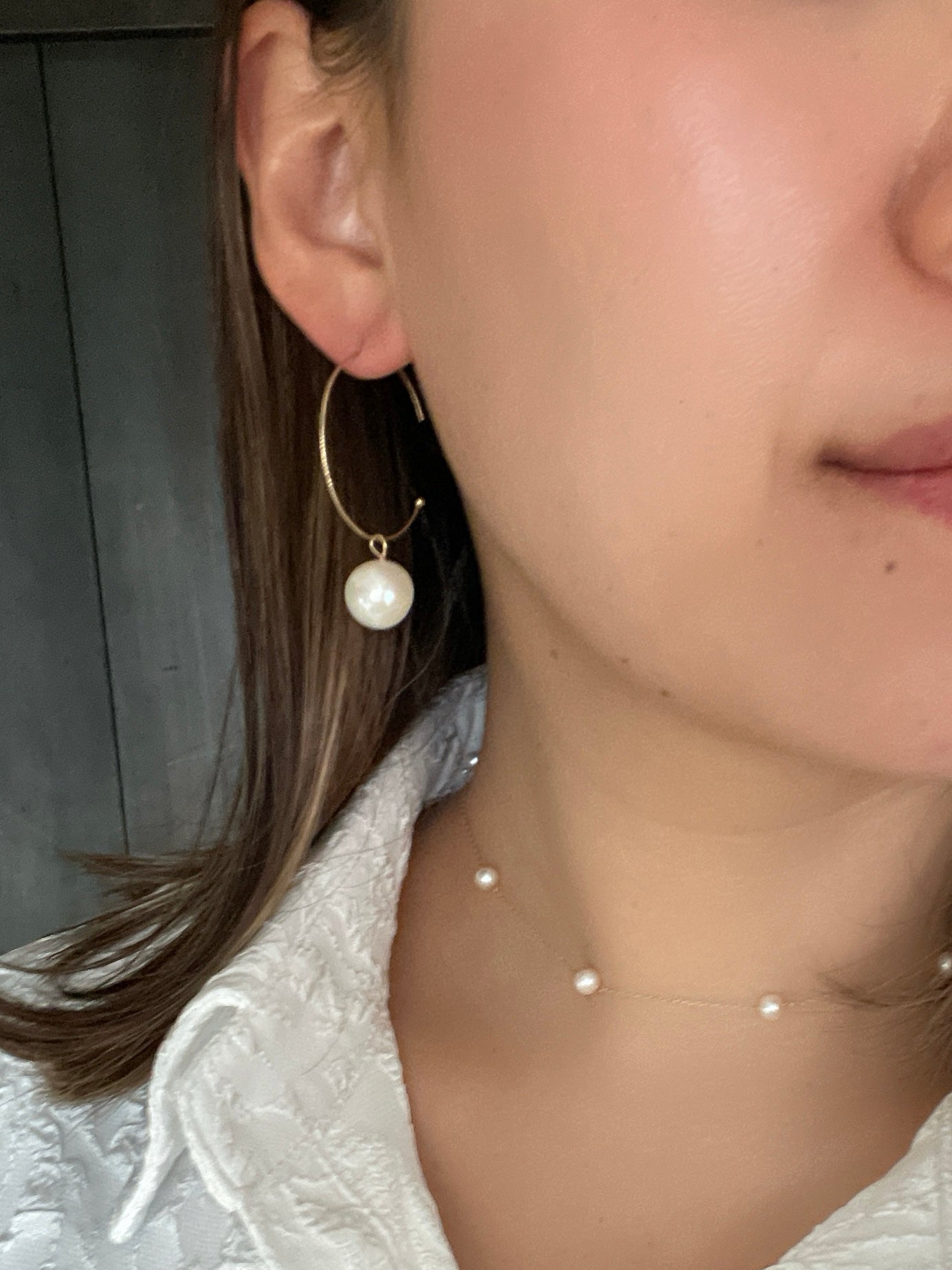 Something BLUE_Hoop earrings L_ Extra large Pearl_WHT K10
