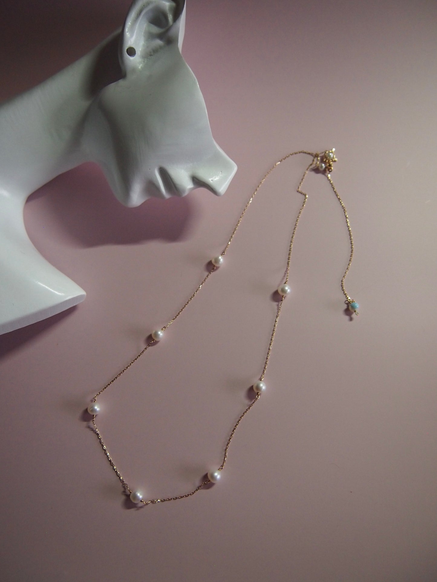 Something BLUE_ Station Necklace Baby Pearl_WHT K10