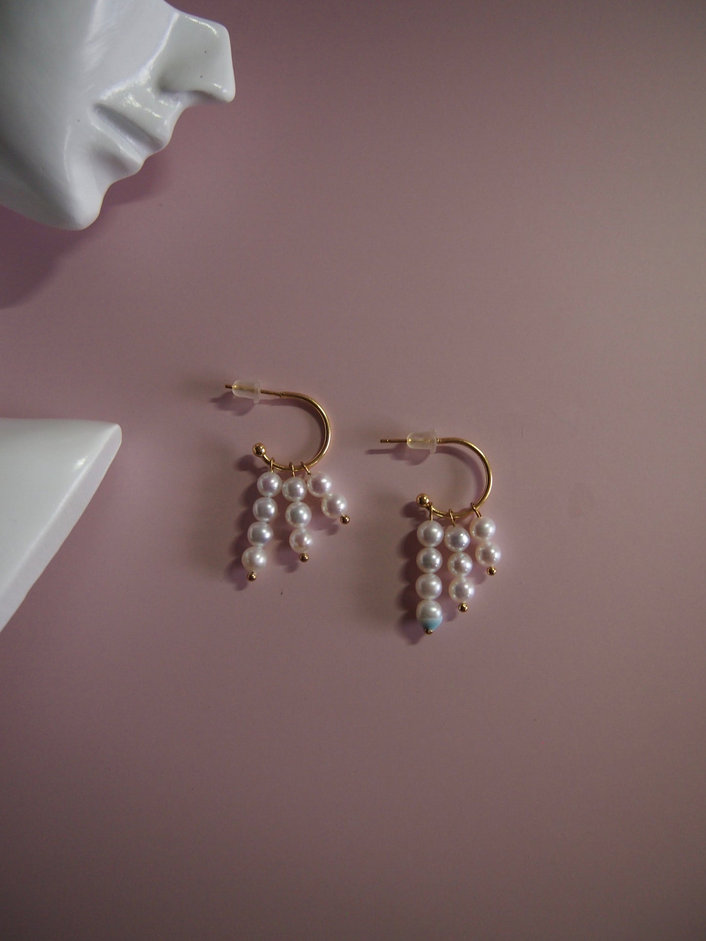 Something BLUE_Pearl Fringe Hoop Earrings_ WHT / Happy Blue