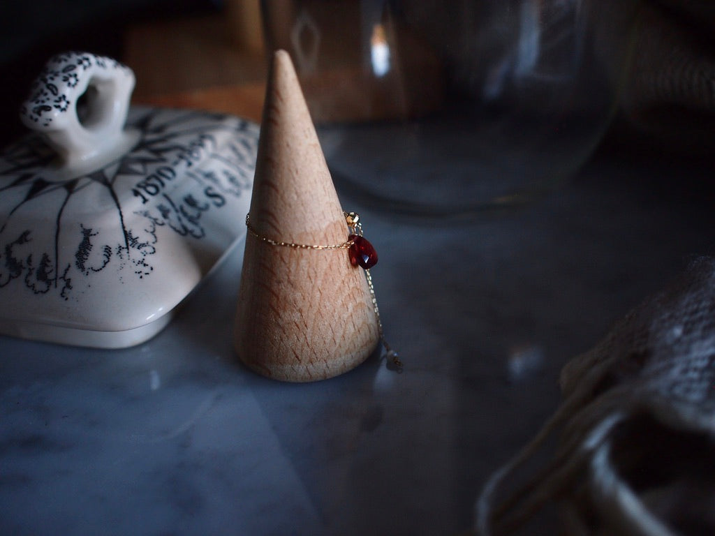 10K DROP CHAIN RING / Garnet
