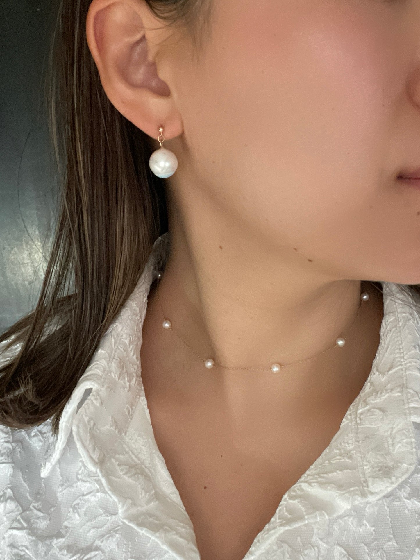 Something BLUE_ earrings _ Extra large Pearl_WHT / Happy Blue K10 ピアス/イヤリング