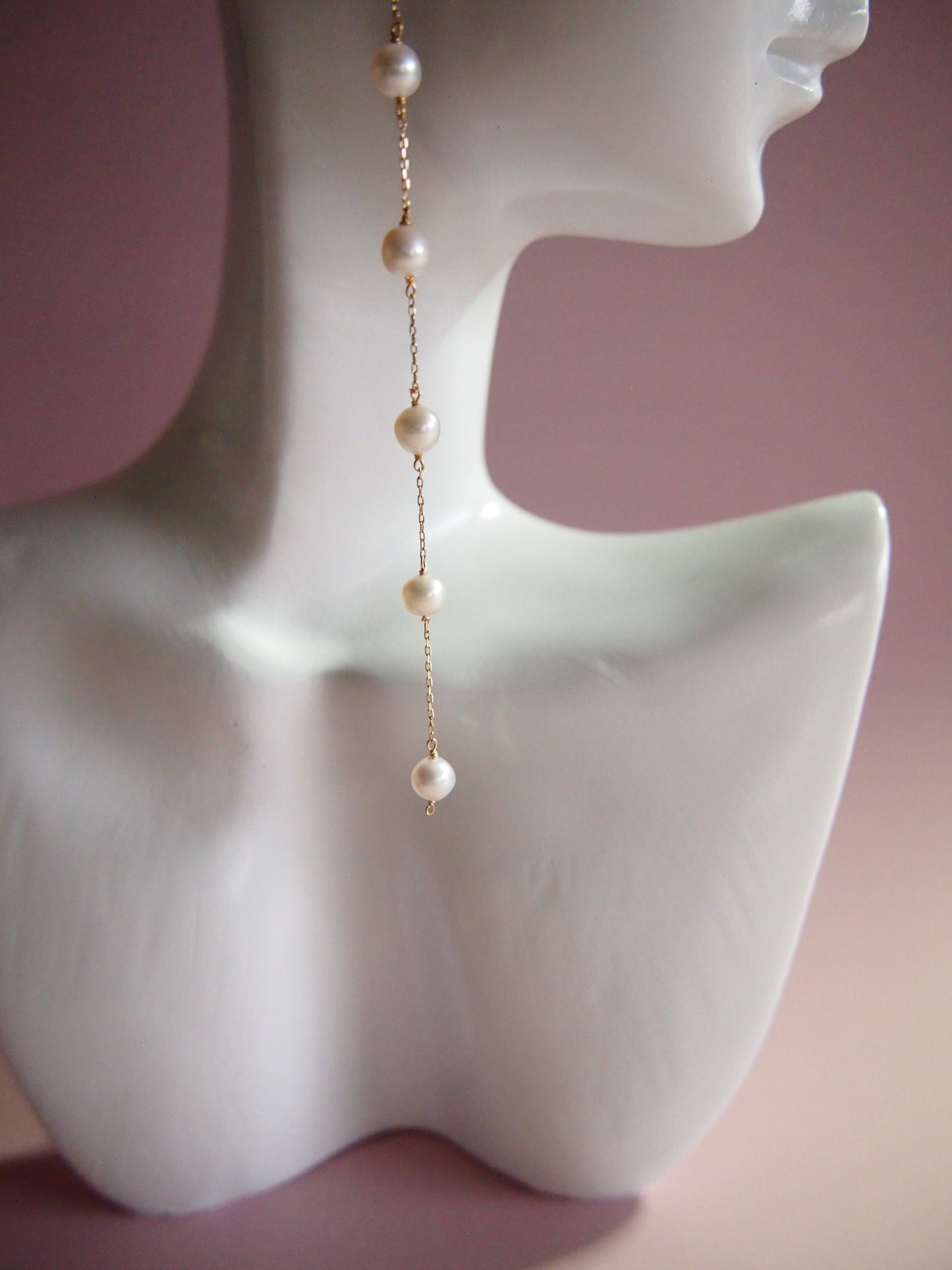 Something BLUE_ Station long earrings _Baby Pearl_WHT / Happy Blue K10 ピアス/イヤリング