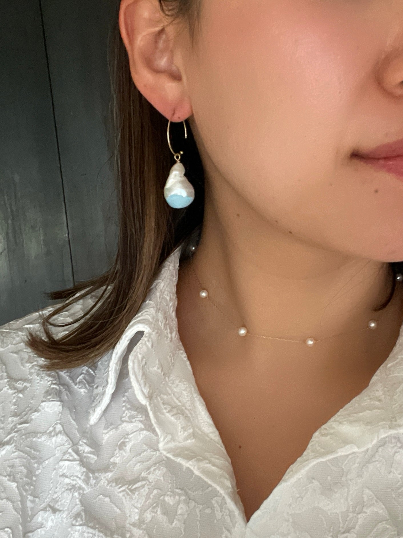 Something BLUE_Hoop earrings S_ Baroque Pearl_WHT K10