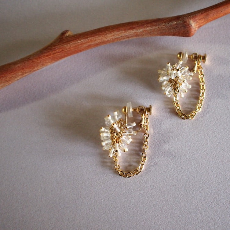 PEBBLY GARDEN CHAIN PIERCE/ EARRING_WHT