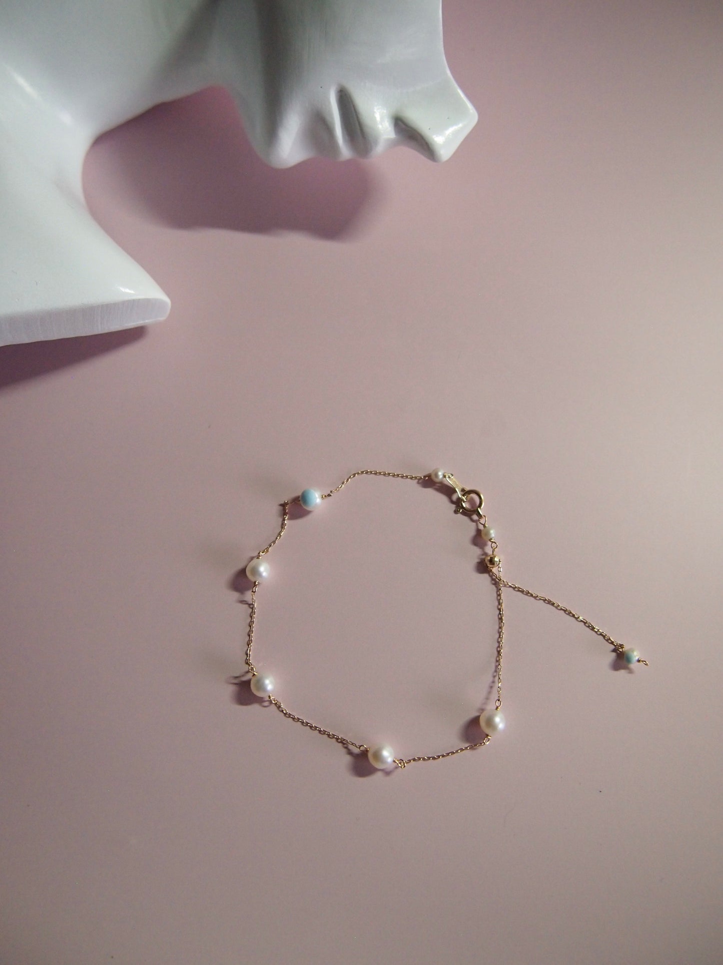 Something BLUE_ Station Bracelet Baby Pearl_WHT / Happy Blue K10