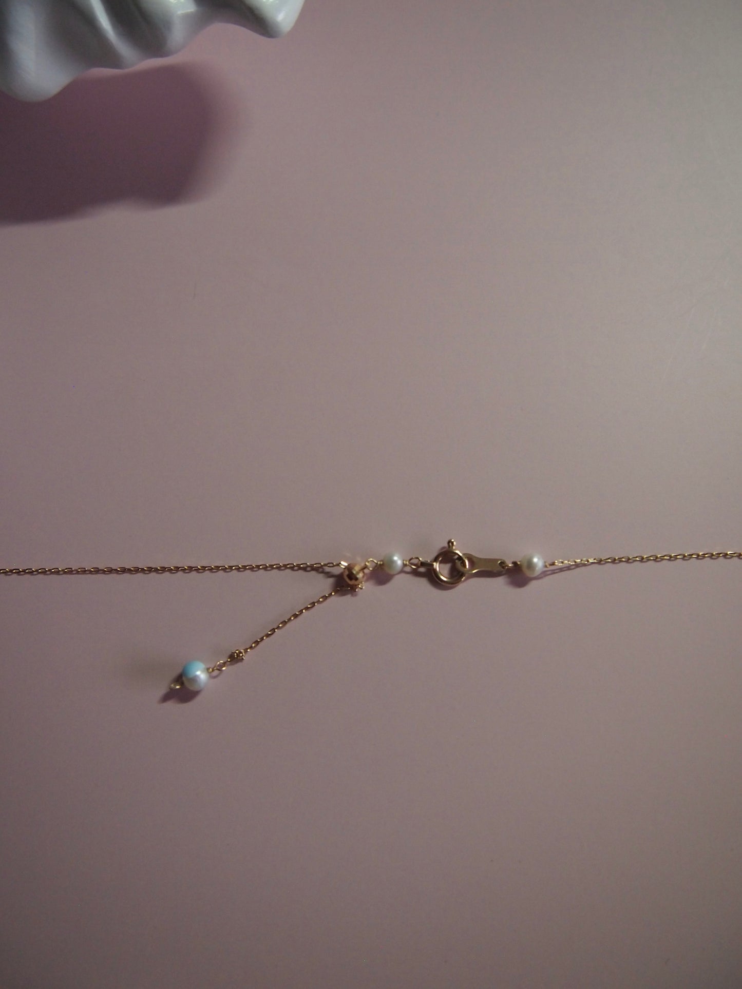 Something BLUE_ Station Necklace Baby Pearl_WHT K10