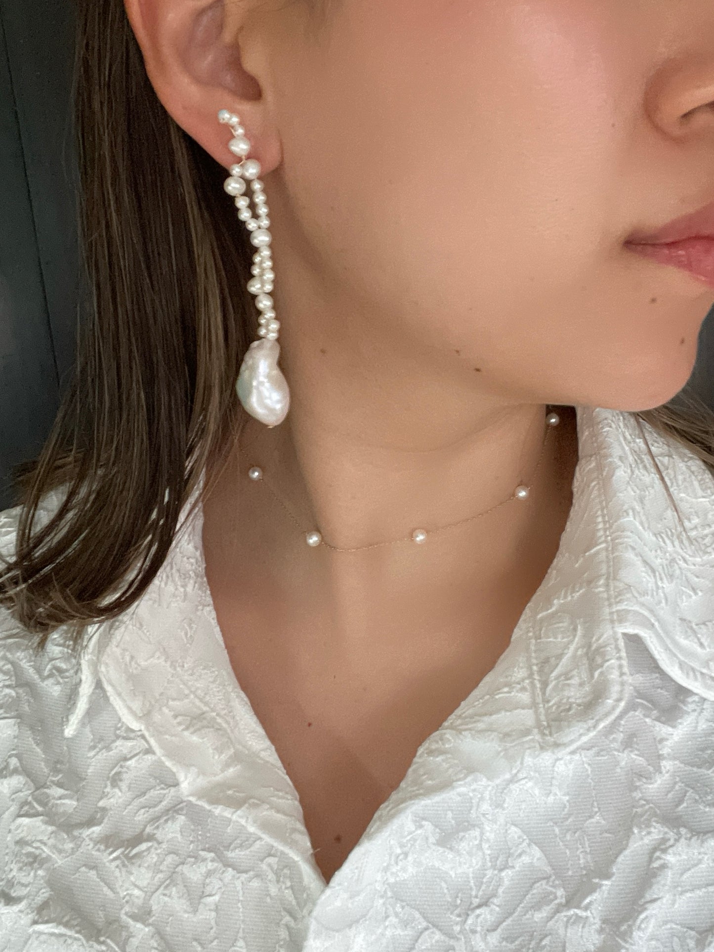 Something BLUE_ Freedom earrings _ Baroque Pearl_WHT / Happy Blue K10 ピアス/イヤリング