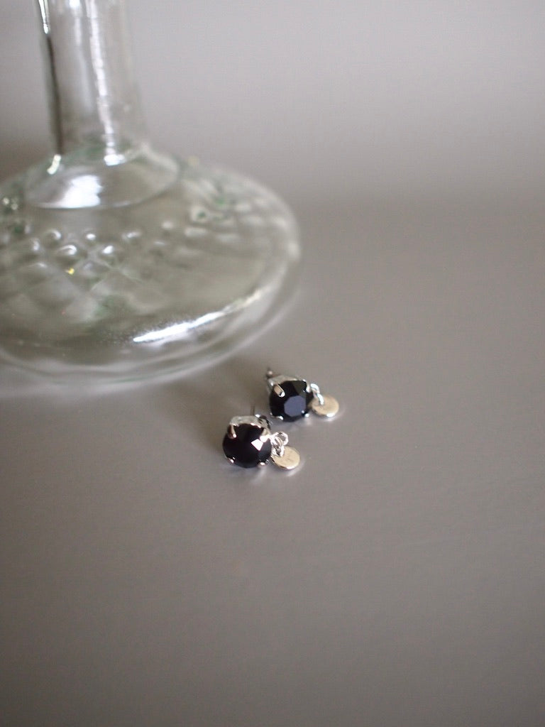 Daily Luxe_jet_Gold/ Silver Crystalピアス・イヤリング
