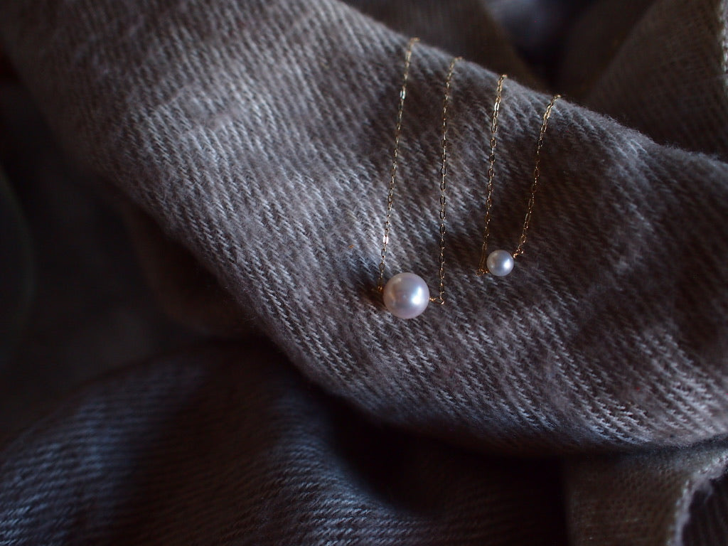 10K NUDE STONE NECKLACE / あこや真珠