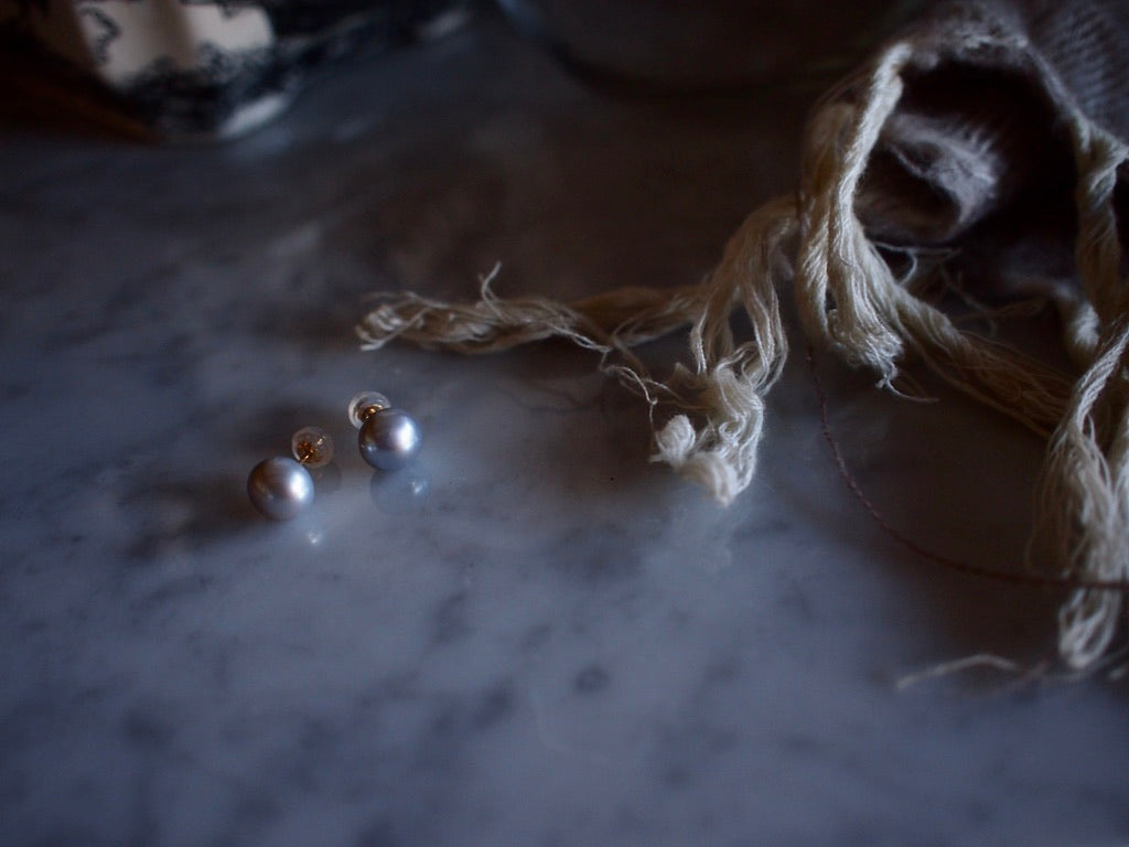 10K SIMPLE PEARL PIERCE_Silver_Round