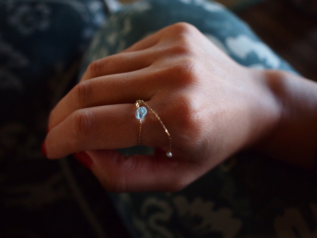 10K DROP CHAIN RING / BLUE TOPAZ obal