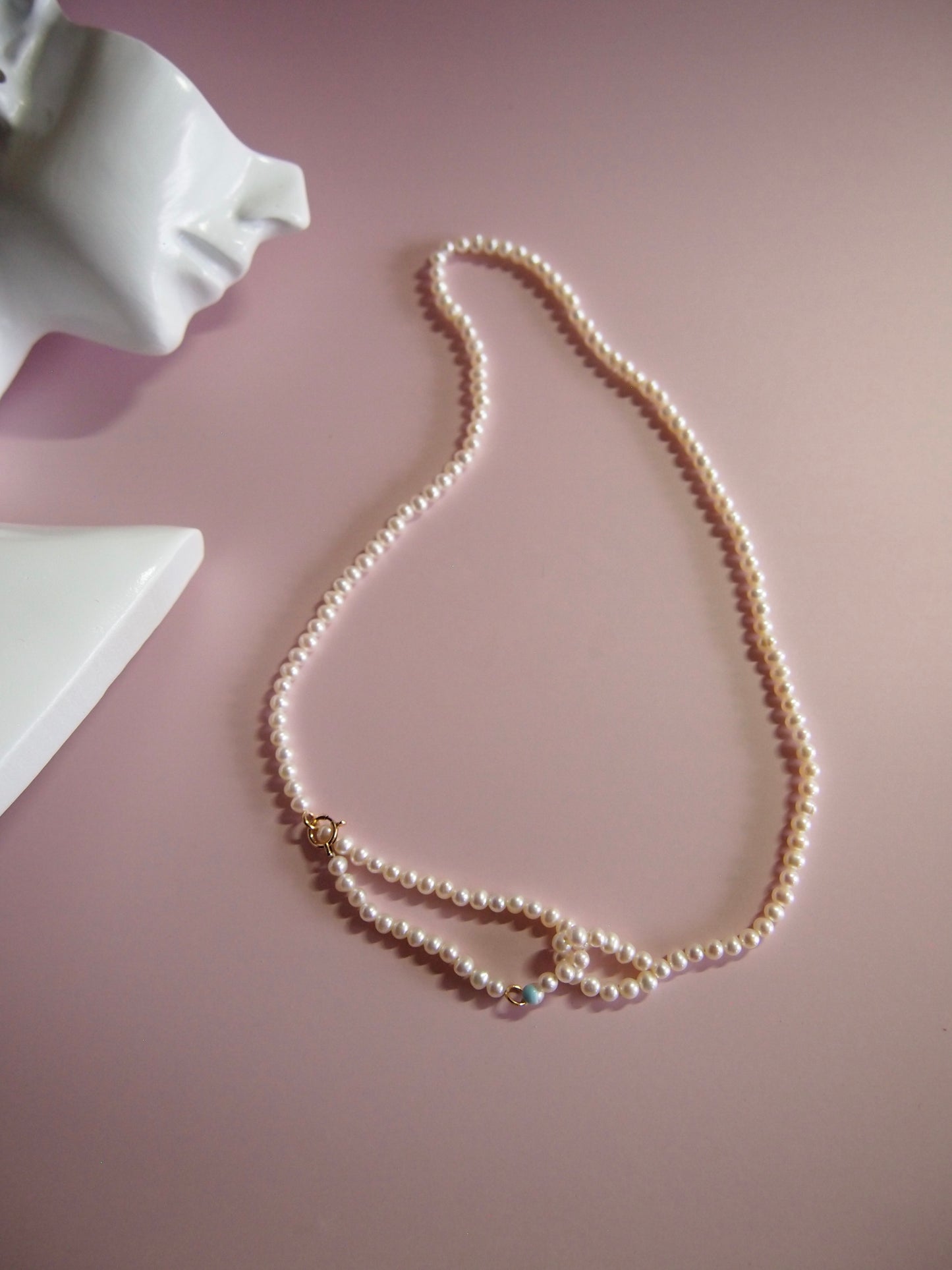Something BLUE_Infinitive 2WAY Pearl Necklace_S_WHT / Happy Blue K10
