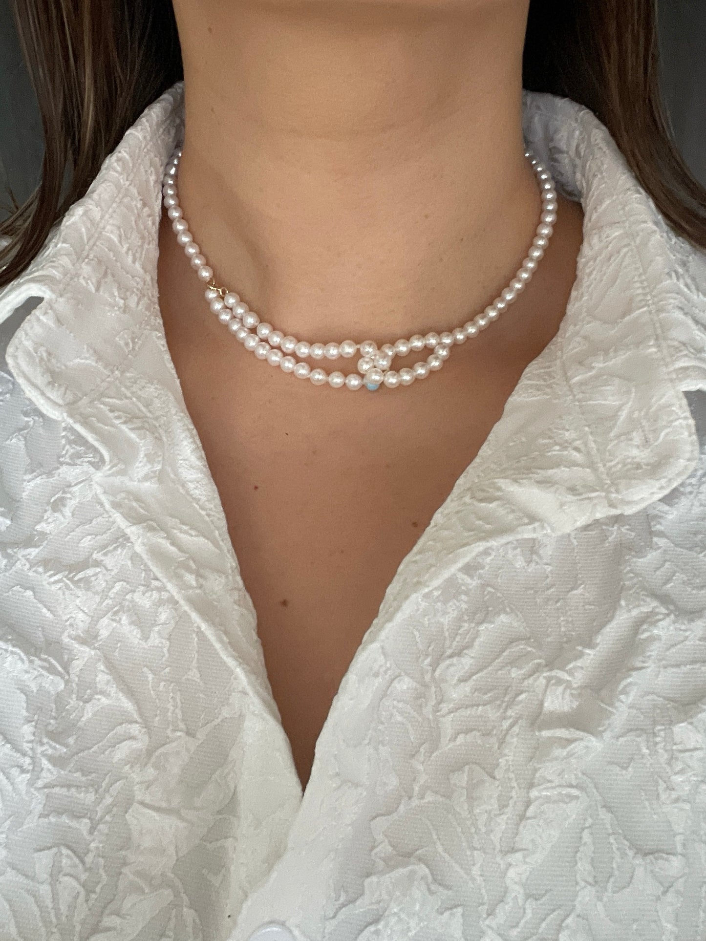 Something BLUE_Infinitive 2WAY Pearl Necklace_L_WHT / Happy Blue K10