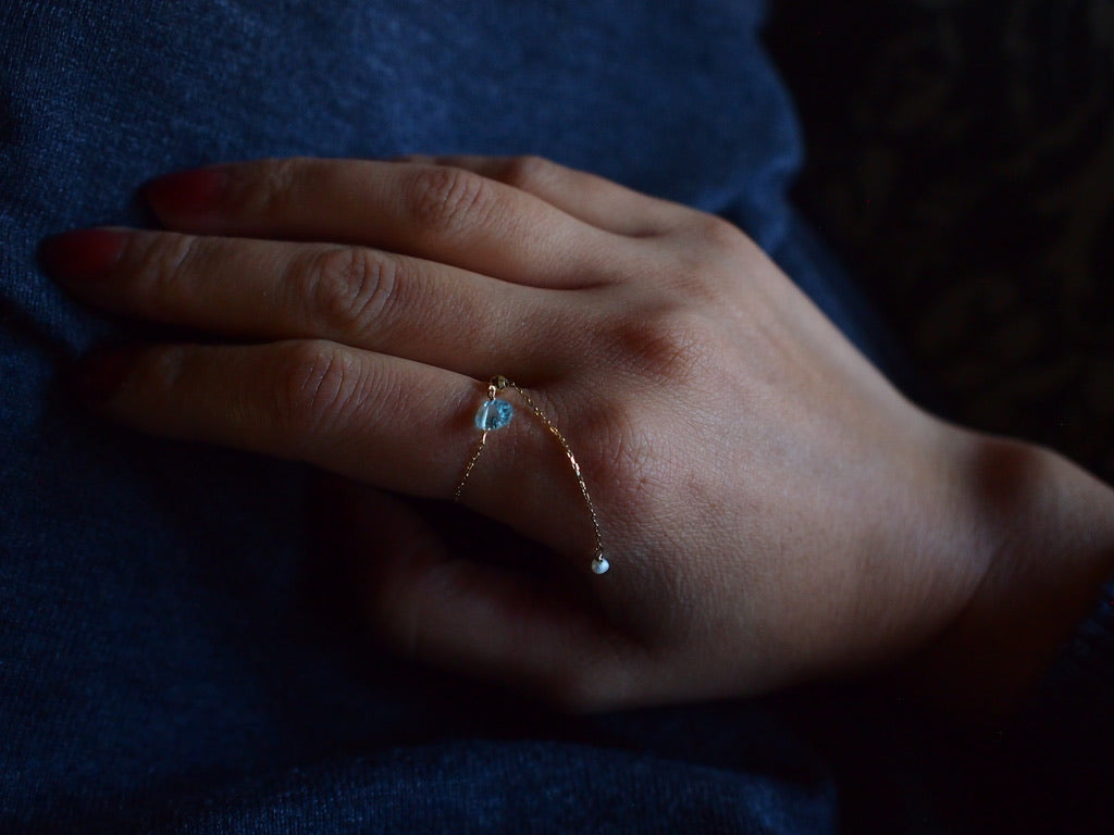 10K DROP CHAIN RING / BLUE TOPAZ obal
