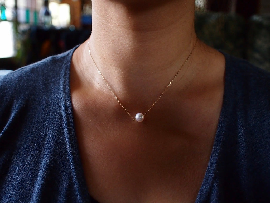 10K NUDE STONE NECKLACE / あこや真珠