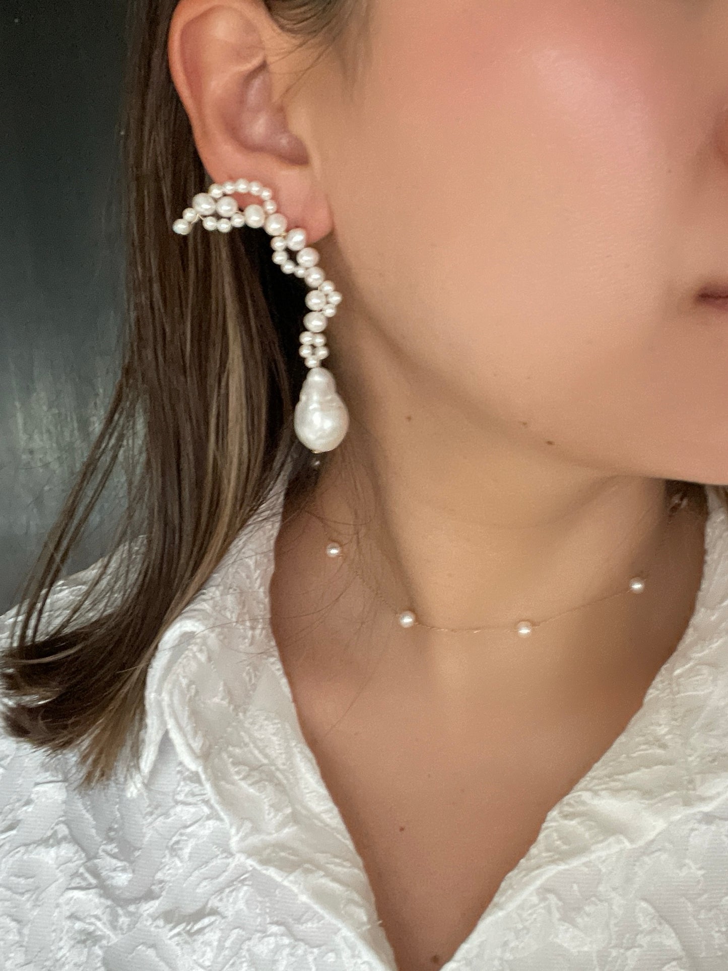 Something BLUE_ Freedom earrings _ Baroque Pearl_WHT / Happy Blue K10 ピアス/イヤリング