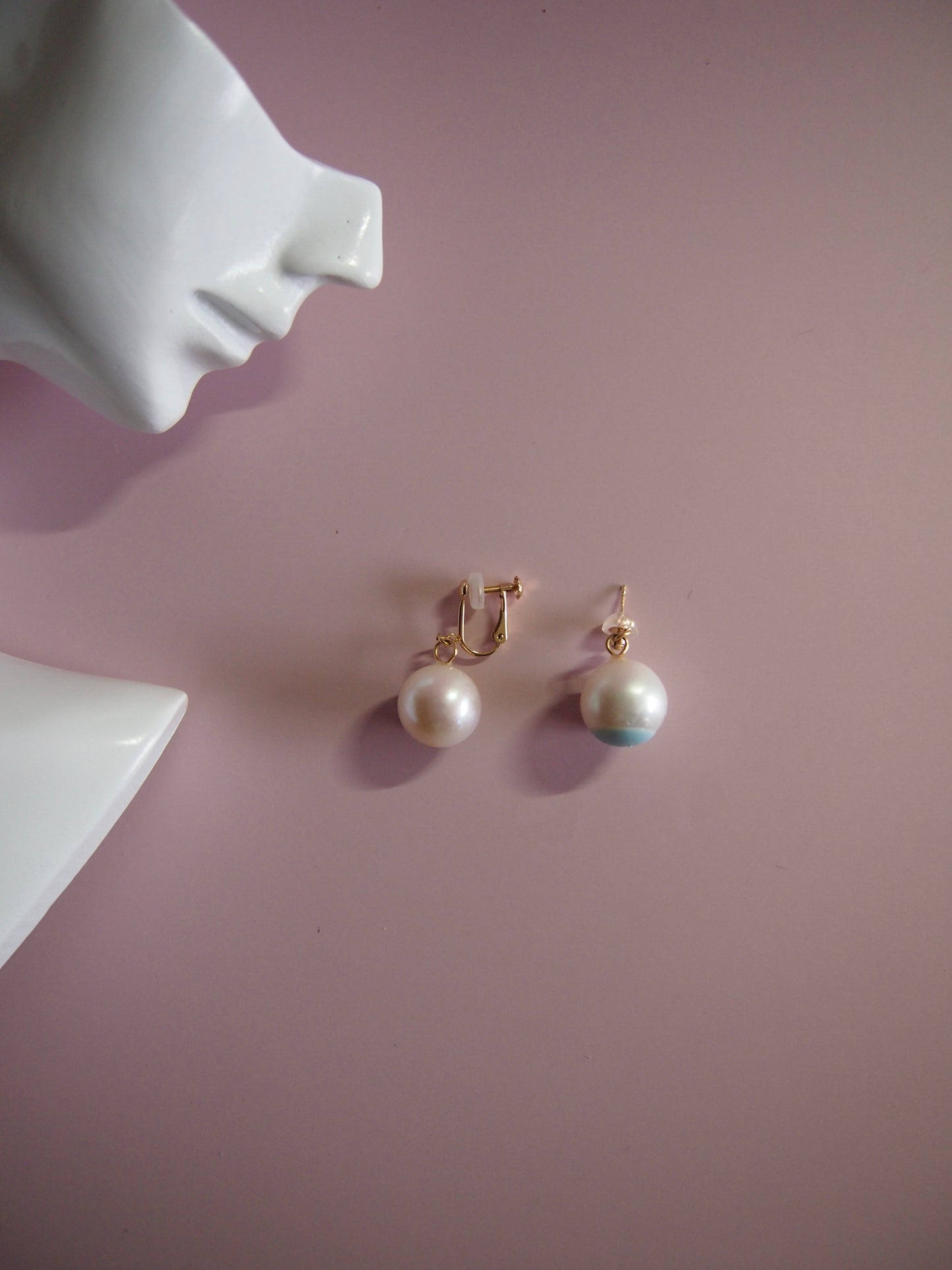 Something BLUE_ earrings _ Extra large Pearl_WHT / Happy Blue K10 ピアス/イヤリング