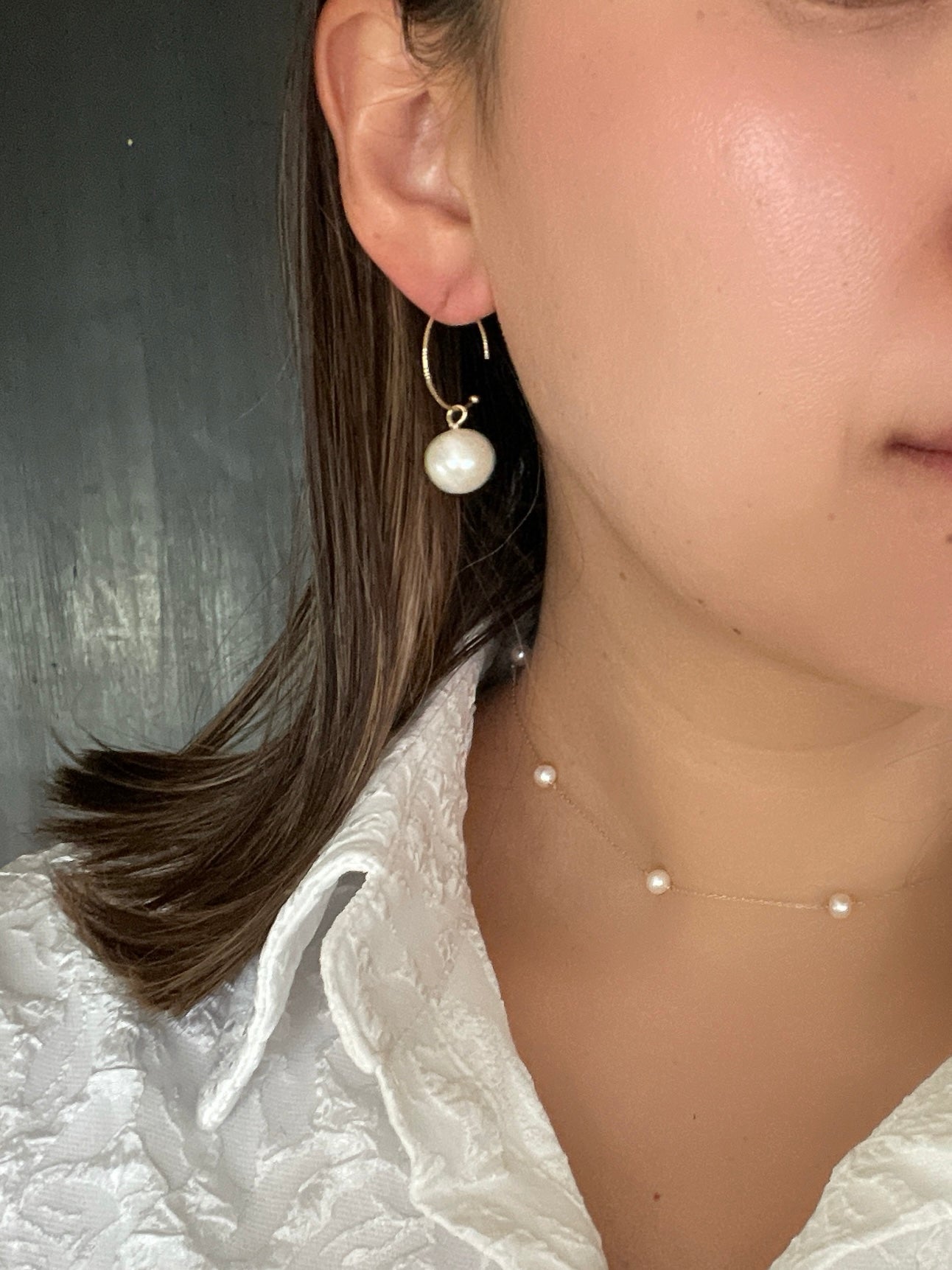 Something BLUE_Hoop earrings S_ Extra large Pearl_WHT K10
