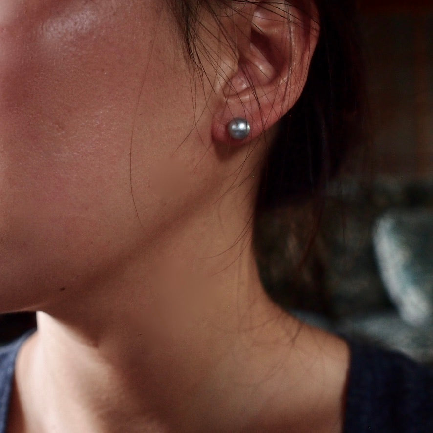 10K SIMPLE PEARL PIERCE_Silver_Round