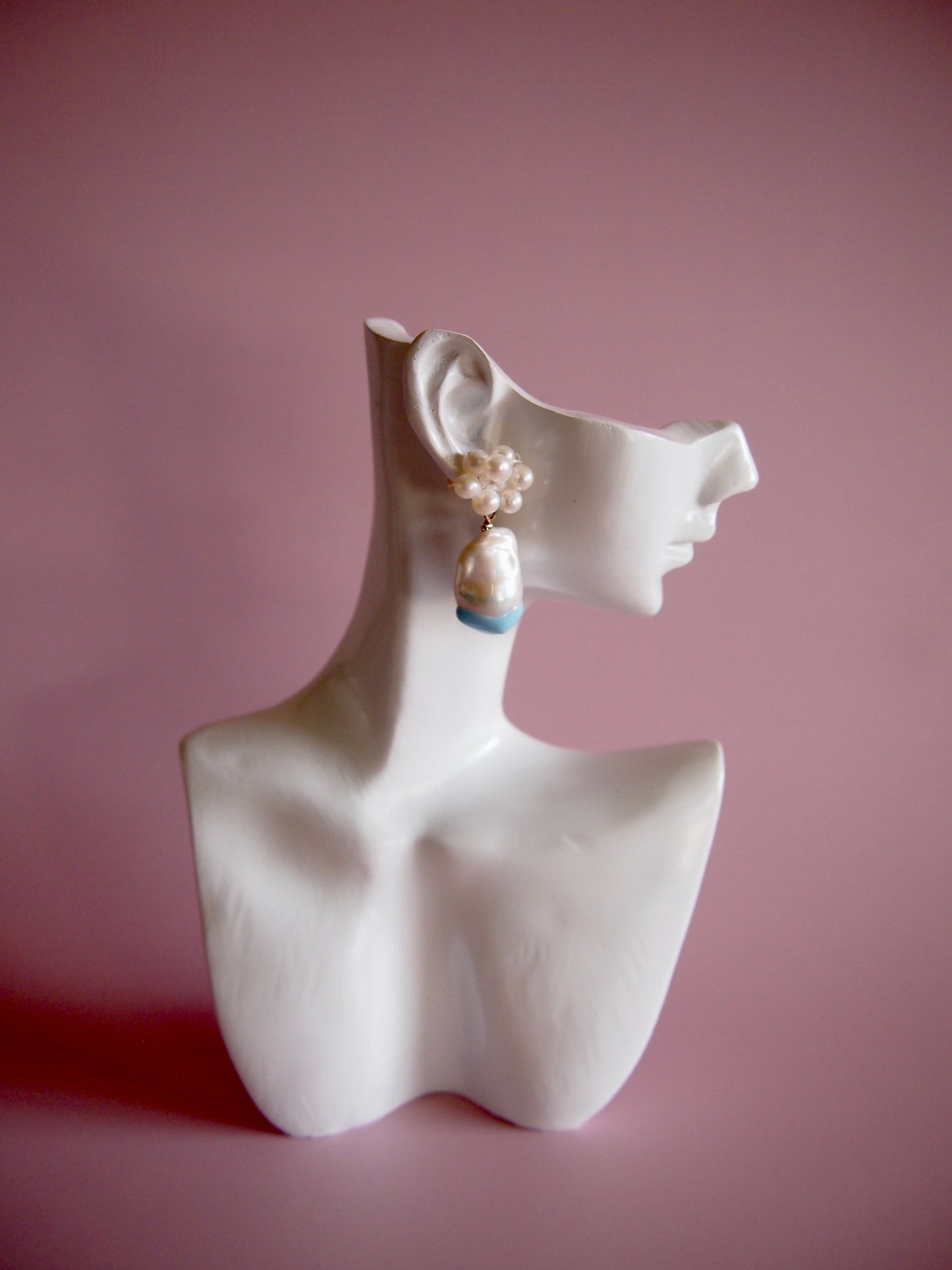 Something BLUE_ Flower earrings _ Baroque Pearl_WHT / Happy Blue K10 ピアス/イヤリング