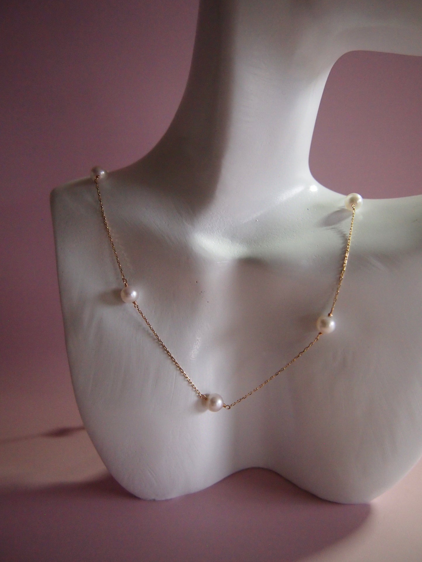 Something BLUE_ Station Necklace Baby Pearl_WHT K10