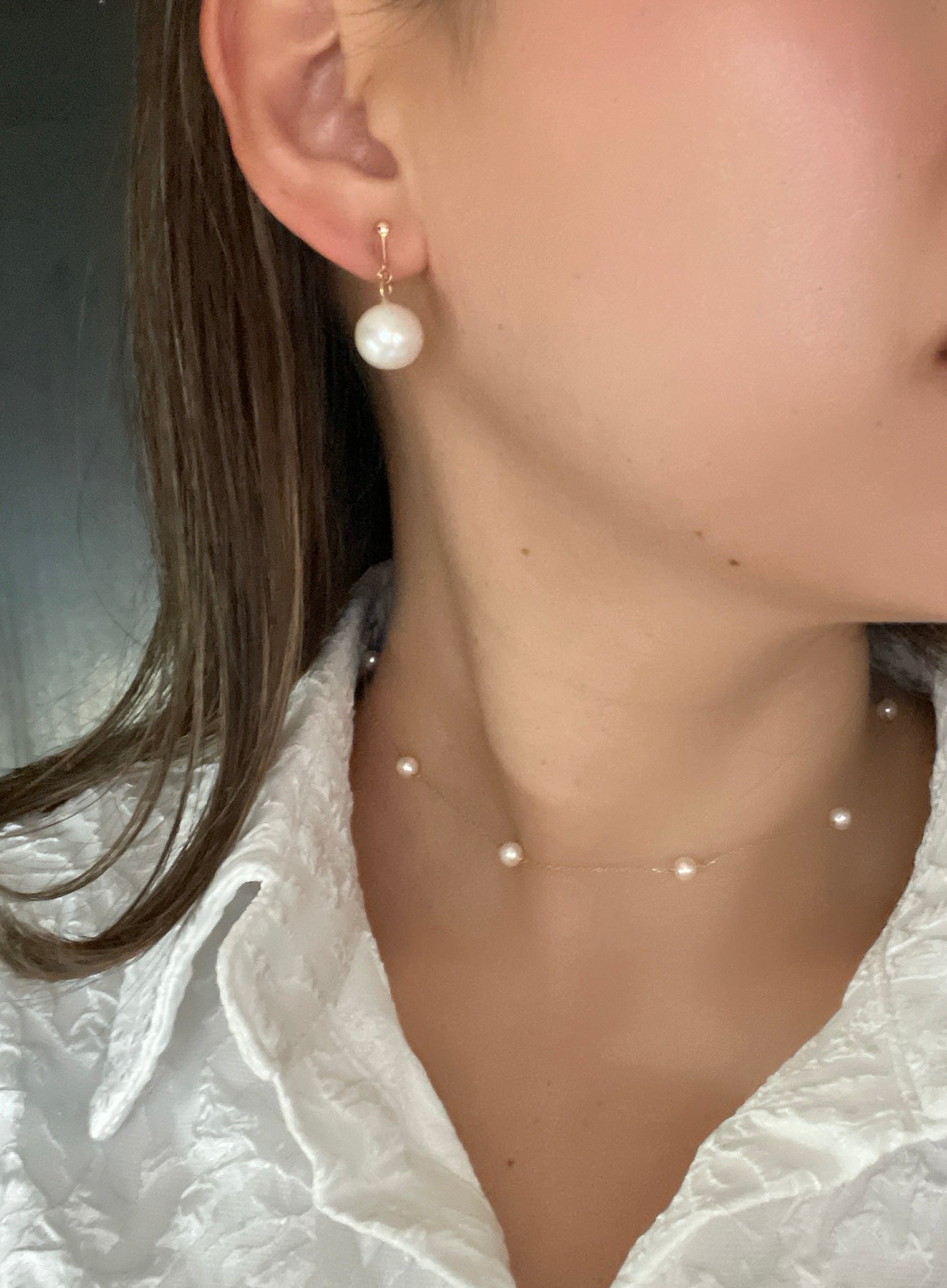 Something BLUE_ earrings _ Extra large Pearl_WHT / Happy Blue K10 ピアス/イヤリング