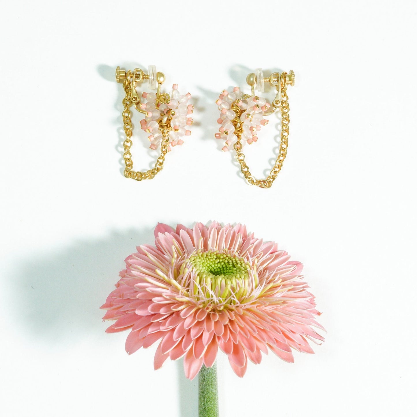 PEBBLY GARDEN CHAIN PIERCE / EARRINGS_Pink