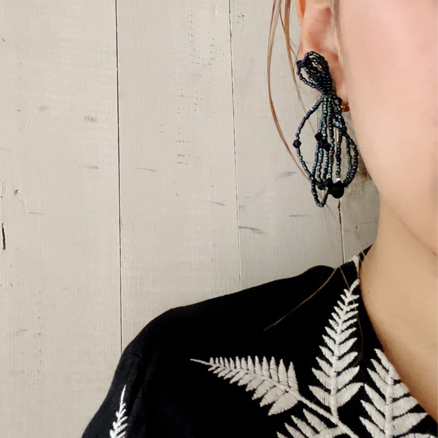 NAVY SUNSET RIBBON PIERCE / EARRING